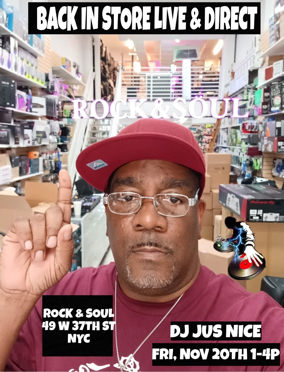 DJ Jus Nice Rock and Soul event flyer